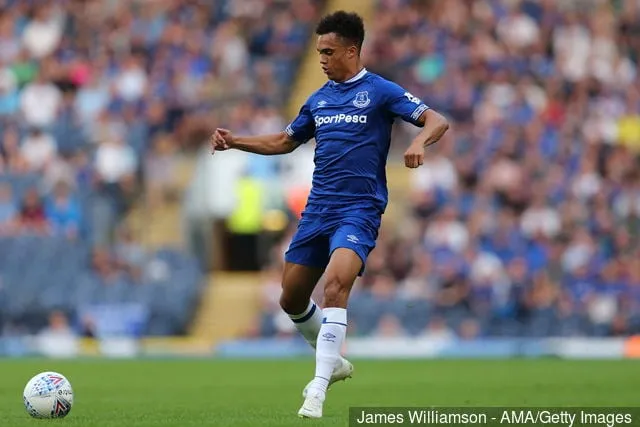 Antonee Robinson di Everton durante l'amichevole pre-campionato tra Blackburn Rovers ed Everton all'Ewood Park il 26 luglio 2018 a Blackburn, Inghilterra.' title='Resoconto: il prestatore dell'Everton Antonee Robinson fuori dallo scontro con l'Inghilterra