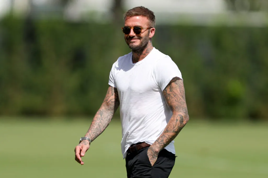 Inter Miami CF träningssession' title='David Beckham skickar första meddelandet till Lionel Messi som Inter Miami-spelare