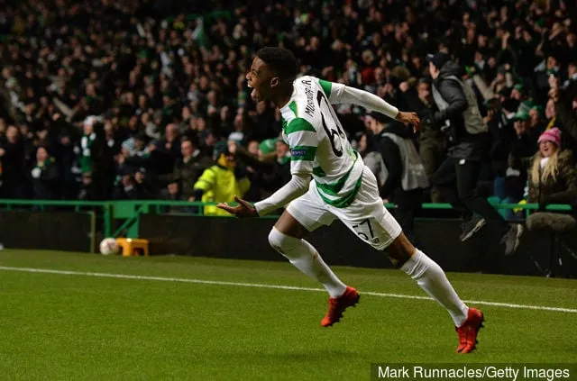 Charly Musonda fra Celtic reagerer mens han feirer Celtic-målet av lagkamerat Callum McGregor under UEFA Europa Leagues runde av 32-kampen mellom Celtic og Zenit St Petersburg på...' title='Hvordan kan Celtic stille opp i 2018/2019?