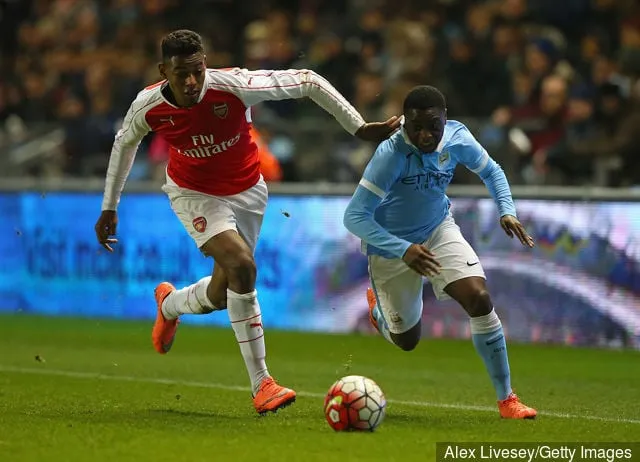 Manchester Cityn Aaron Nemane voitti Arsenalin Jeff Reine-Adelaiden FA Youth Cupin välieräottelussa Manchester Cityn ja Arsenalin välillä City Football Academyssa...' title='Raportti paljastaa Rangersin suunnitelmat uudesta Aaron Nemanesta; Jamie Walker halusi edelleen