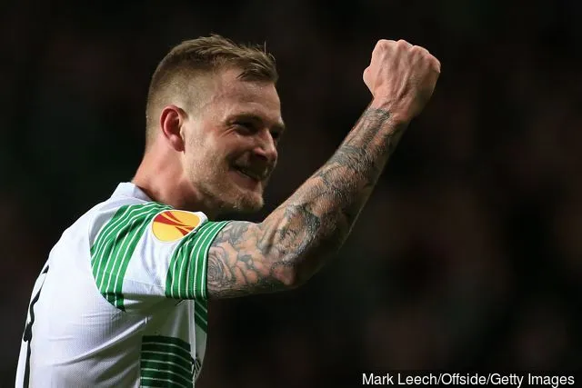 Celticin John Guidetti juhlii myöhäistä tasoitusta UEFA:n Eurooppa-liigan 32-kierroksen ottelussa Celticin ja FC Internazionale Milanon välillä Celtic Parkissa 19. helmikuuta...' title='John Guidetti kylmässä Alavesissa… Rodgersin pitäisi tarjota hänelle Celtic paluuta
