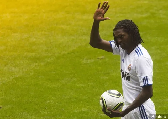 Emmanuel Adebayor – Real Madrid' title='An diesem Tag – 2009 – verpflichtet Manchester City Emmanuel Adebayor