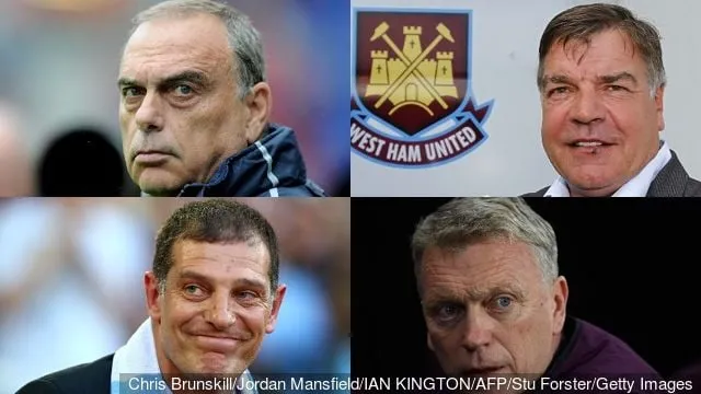 West Hamin managerit Sullivanin ja Goldin alaisina' title='David Sullivanin ja David Goldin 10 pisteen West Ham -lupaus tarkistettiin seitsemän vuoden kuluttua