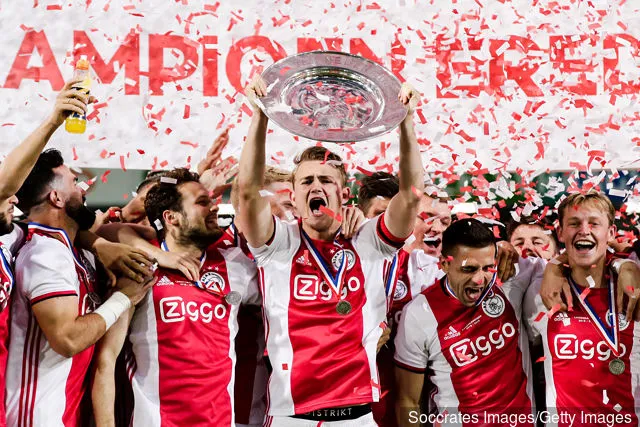 Matthijs de Ligt (Ajax) a De Graafschap–Ajax holland Eredivisie meccsen a De Vijverbergben 2019. május 15-én a hollandiai Doetinchemben.' title='Matthijs De Ligt üzent a Liverpool sztárjának, Virgil Van Dijknek