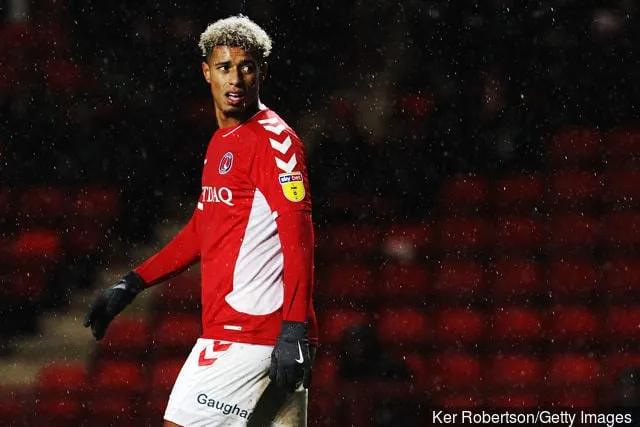Lyle Taylor fra Charlton Athletic reagerer under Sky Bet League One-kampen mellom Charlton Athletic og AFC Wimbledon i The Valley 15. desember 2018 i London Storbritannia.' title='Hvem er Karlan Grant? Fem fakta om spissen Rangers skal ha som Alfredo Morelos langsiktige etterfølger på Ibrox
