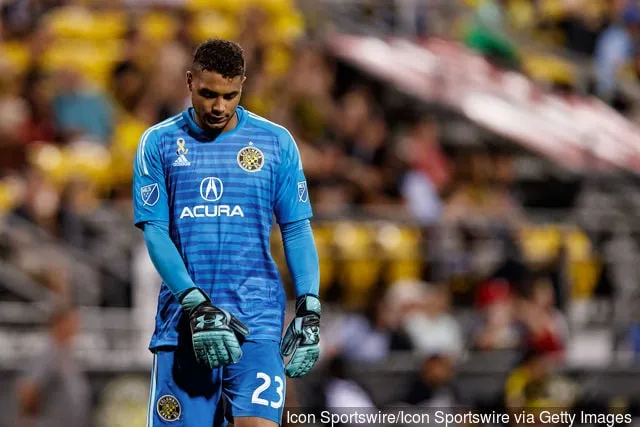 Zack Steffen (23) fra Columbus Crew SC reagerer i MLS ordinære sæsonkamp mellem Columbus Crew SC og New York City FC den 1. september 2018 på Mapfre Stadium i Columbus OH....' title='Rapport: Manchester City er klar til at hente Zack Steffen