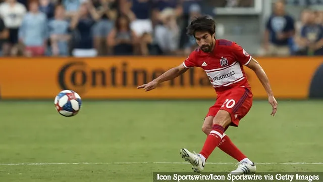 2019年7月6日にチルドレンで行われたMLSのシカゴ・ファイア対スポルティング・カンザスシティの試合の前半に、シカゴ・ファイアのミッドフィールダー、ニコラス・ガイタン(20歳)が前方にパスを送る' title='ボカ監督、アストン・ヴィラ関連のニコ・ガイタンとの契約を認める