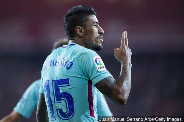 Paulinho, az FC Barcelona csapata gólja után ünnepel' title='A Spurs túl sietett eladni Paulinhót, aki lenyűgözi a Barcelonát?