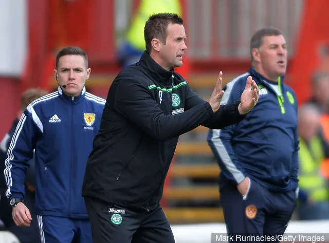 Celtic-Manager Ronny Deila reagiert am Spielfeldrand während des Ladbrokes Scottish Premiership-Spiels zwischen Celtic FC und Motherwell FC im Fir Park am 9. April 2016 in Glasgow, Schottland.' title='Ist Kristoffer Ajer nun Ronny Deilas bester Celtic-Neuzugang?