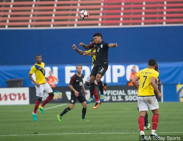 Fußball: International Friendly Soccer-Equador in den USA' title='DeAndre Yedlin wurde von seinem US-Teamkollegen Geoff Cameron für seine Fortschritte in Sunderland gelobt