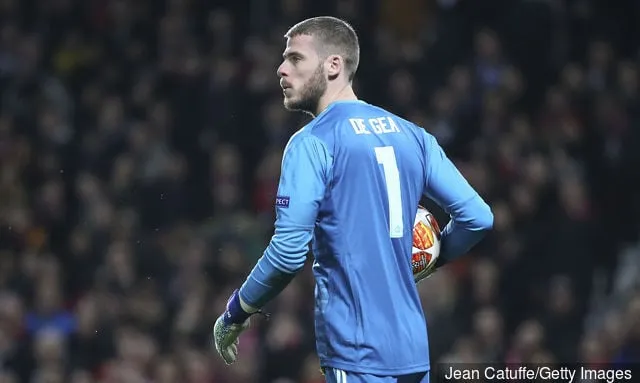 Torwart von Manchester United David de Gea während des Achtelfinal-Hinspiels der UEFA Champions League zwischen Manchester United (Man U) und Paris Saint-Germain (PSG) im Old Trafford...' title='Die derzeit 7 besten Torhüter im Weltfußball