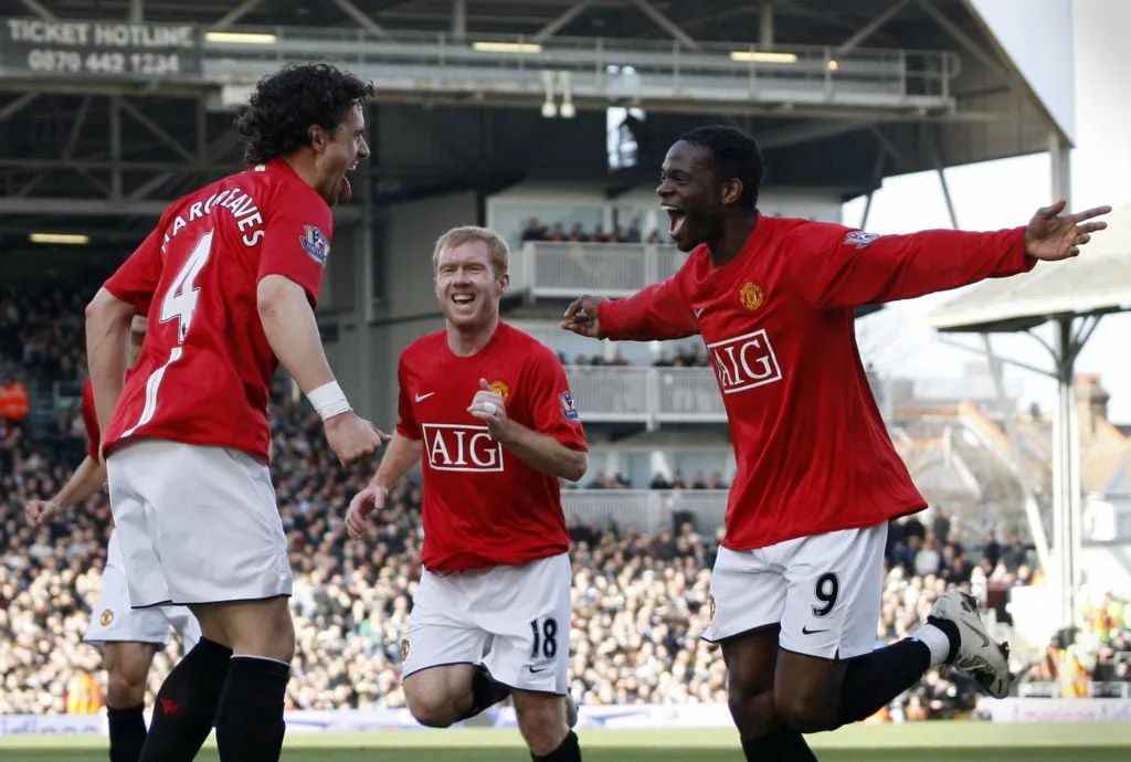 Manchester United' title='Spelers die voor Fulham en Manchester United hebben gespeeld te midden van Andreas Pereira-links