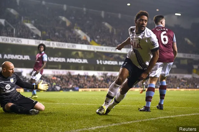 Mousa Dembele célèbre après avoir marqué le premier but de Tottenham' title='Cette statistique étonnante prouve l’importance de Mousa Dembele pour les Spurs et pour Harry Kane
