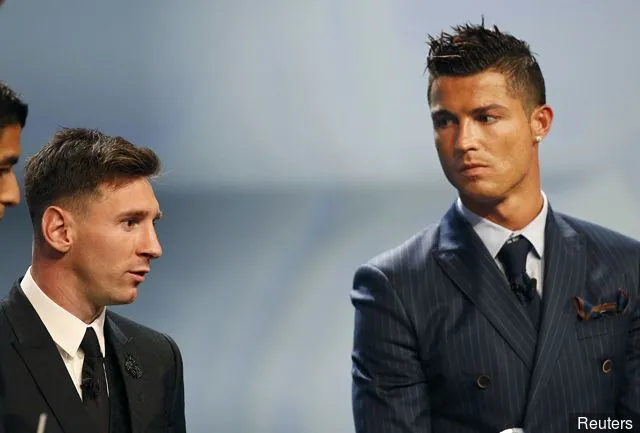 Lionel Messi och Cristian Ronaldo' title='Topp 10 mest produktiva målskyttar i fotbollshistorien