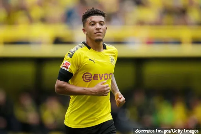 Jadon Malik Sancho van Borussia Dortmund tijdens de Duitse Bundesliga-wedstrijd tussen Borussia Dortmund tegen FC Augsburg in het Signal Iduna Park op 17 augustus 2019 in Dortmund, Duitsland' title='Rapport: Manchester City wil Jadon Sancho opnieuw contracteren