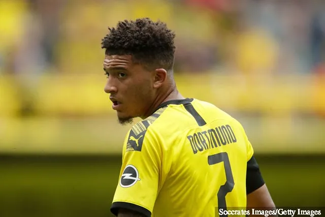 Jadon Malik Sancho van Borussia Dortmund tijdens de Duitse Bundesliga-wedstrijd tussen Borussia Dortmund tegen FC Augsburg in het Signal Iduna Park op 17 augustus 2019 in Dortmund, Duitsland' title='Rapport: Manchester City wil Jadon Sancho opnieuw contracteren
